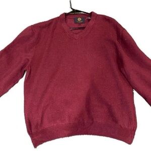 Viyella 100% Merino Wool Men's V-Neck Sweater - Red